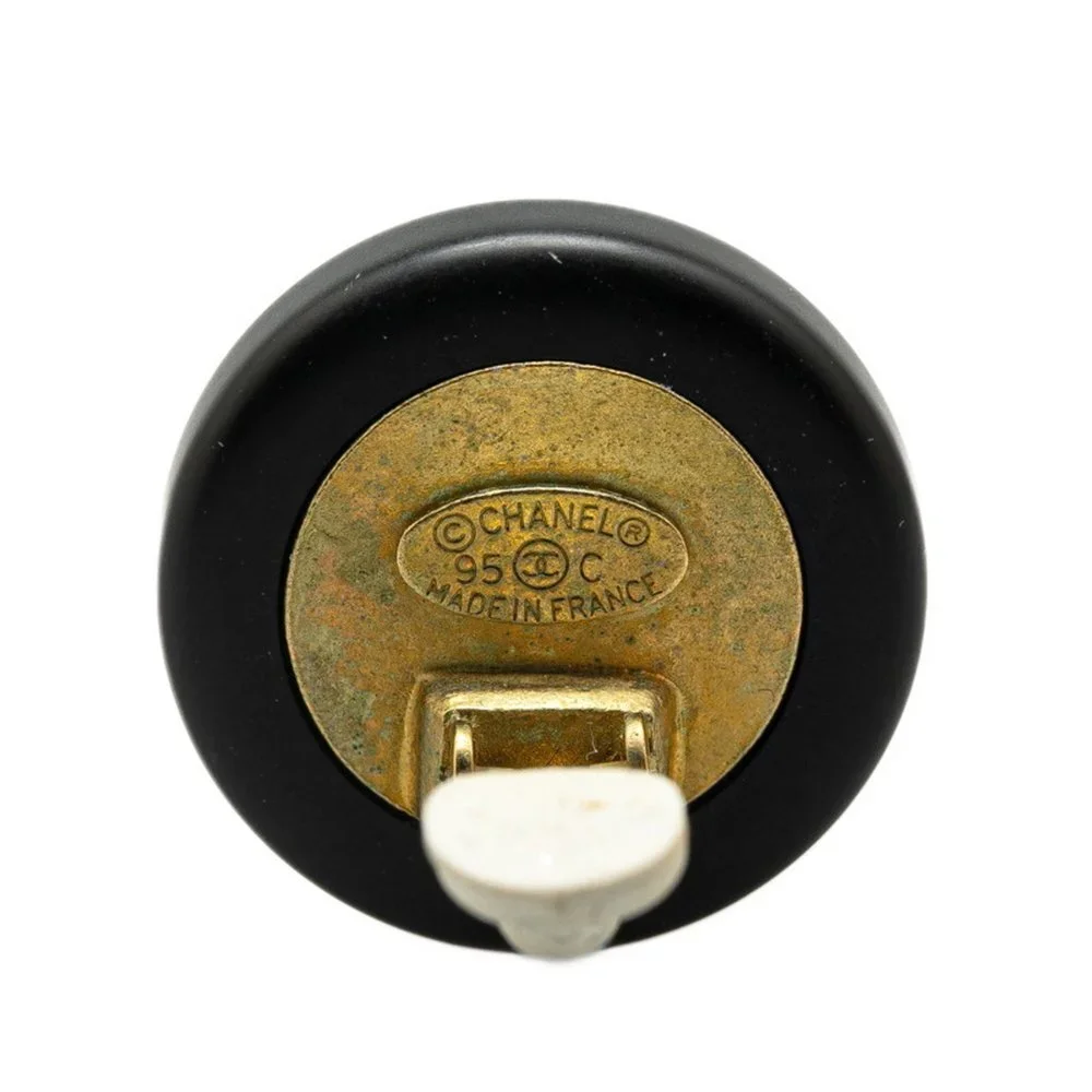 CHANEL Vintage Black Logo Earrings